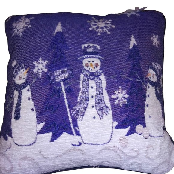 Crystal Snowman Chenille Blue Throw Pillow Kohl's Christmas Accent Pillow - Picture 1 of 4